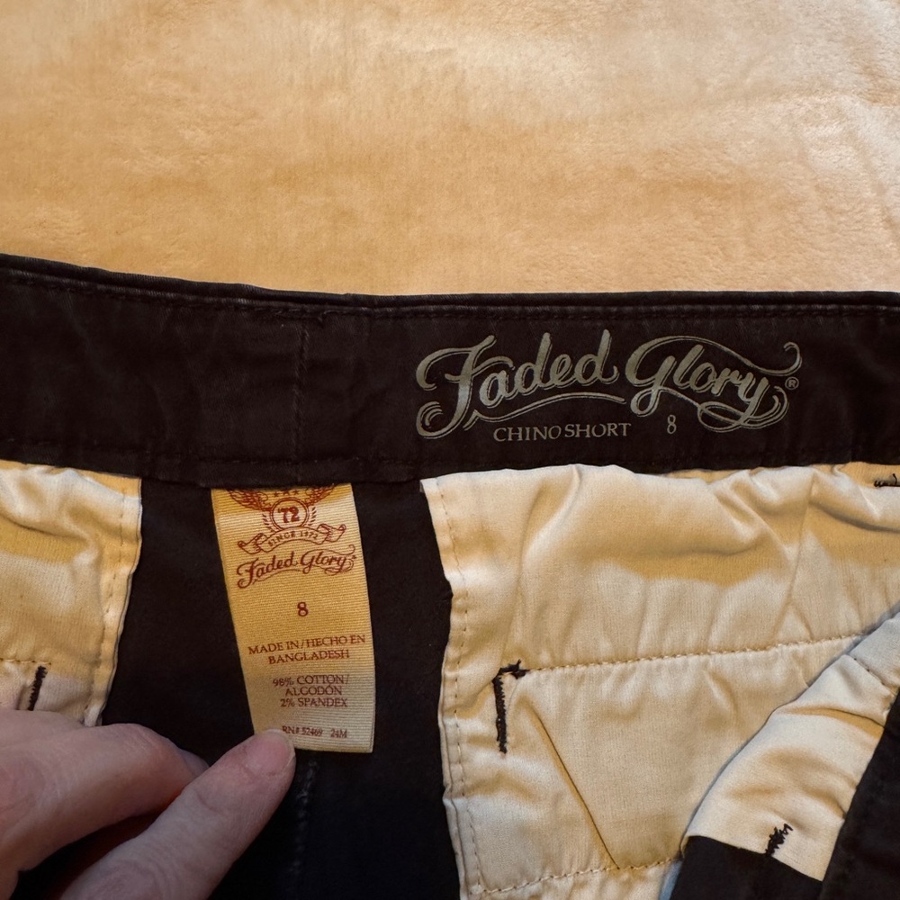 Faded Glory Black and Cream Chino Shorts